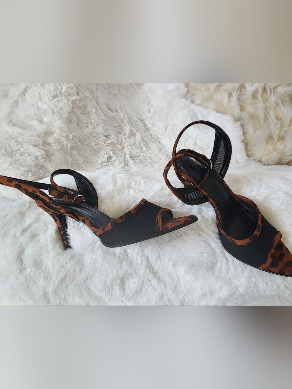 Soireelady Leopard Print Mesh Strap Up Heels – Women’s Size 8